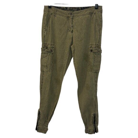 Roots slim fit cargo pants military green women's size 2 - Picture 1 of 4